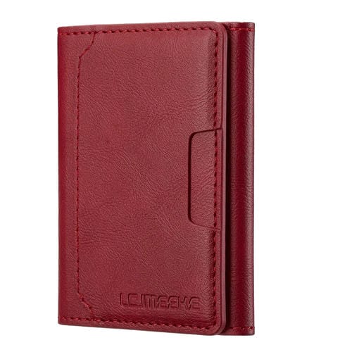 Funda de Cuero Lc.Imeeke con Protección RFID para 5 Tarjetas Magsafe (Roja)