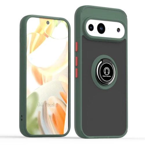 Funda TPU + PC con Anillo para Google Pixel 9/9 Pro Q Shadow 1 Series (Verde Oscuro)