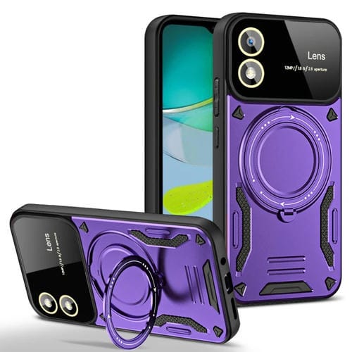 Funda para Teléfono Motorola Moto E13 con Soporte Magsafe y Ventana Grande (Morado)