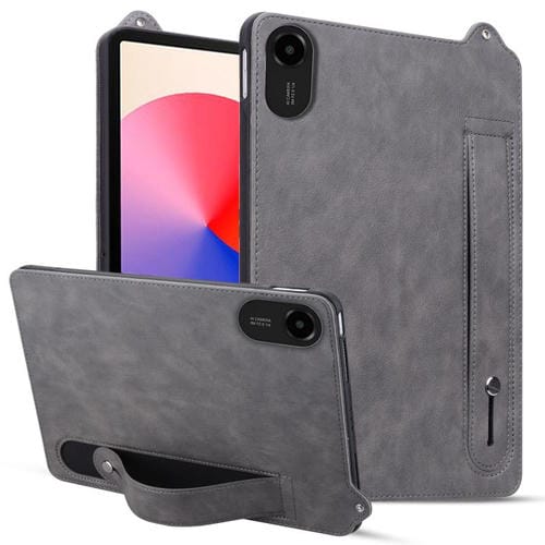 Funda de TPU con parte trasera de cuero y correa para Xiaomi Redmi Pad 2 (gris)