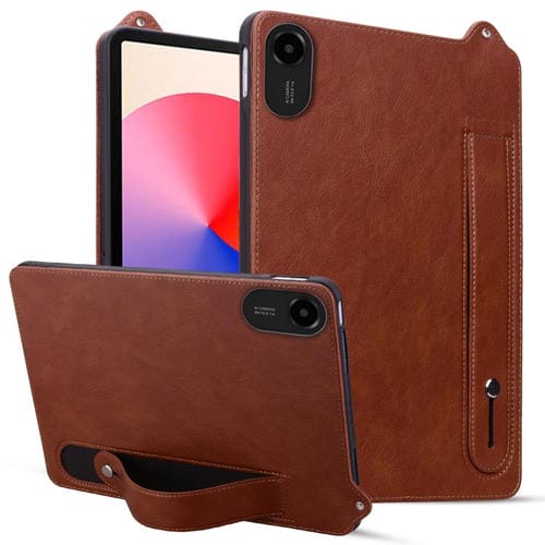 Funda de TPU con parte trasera de cuero y correa para Xiaomi Redmi Pad 2 (marrón)