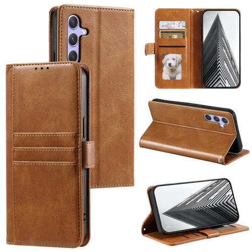 Funda de cuero con ranuras para tarjetas para Samsung Galaxy A17 5G (marrón)