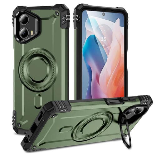 Estuche para Teléfono Motorola Moto G 5G 2024 con Soporte para Lente Magsafe (Verde Militar)