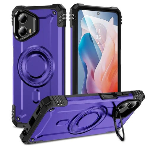 Estuche para Teléfono con Soporte para Lente Magsafe Motorola Moto G 5G (2024) (Morado)