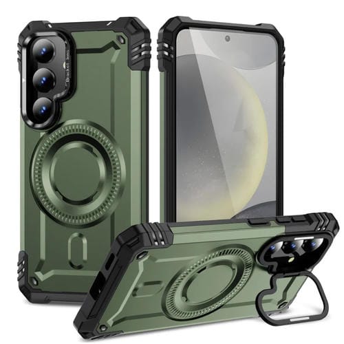 Estuche para Teléfono Samsung Galaxy S24 5G con Soporte para Lente Magsafe (Verde Militar)