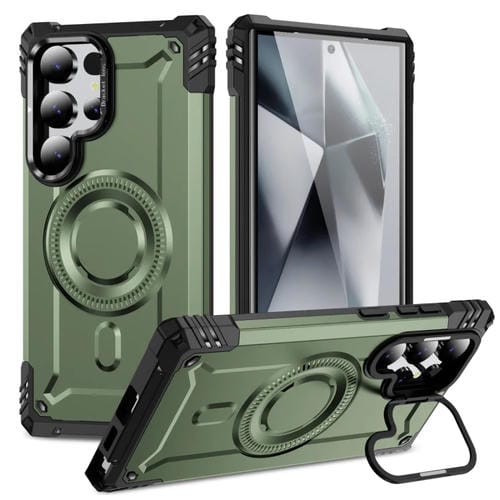 Estuche para Teléfono Samsung Galaxy S24 Ultra 5G con Soporte para Lente Magsafe (Verde Militar)