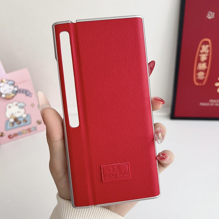 Funda Protectora Huawei Mate Xs 2 con Diseño de Lichi y Piel Sintética (Roja)