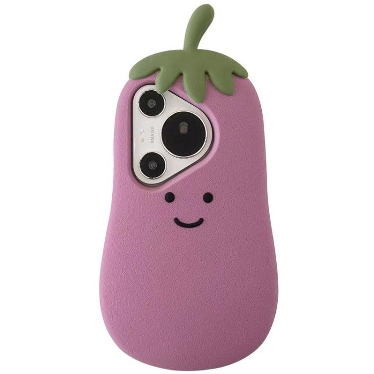 Funda de Silicona Huawei P70 Pro/P70 Pro+ con Dibujos 3D de Berenjena (Morado)