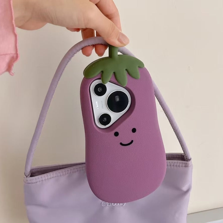 Funda de Silicona Huawei P70 Pro/P70 Pro+ con Dibujos 3D de Berenjena (Morado)