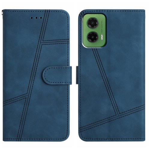 Funda de Cuero con Costuras para Motorola Moto G35 (Azul) Tacto Suave