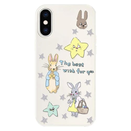Funda híbrida TPU y Policarbonato iPhone Xs Max Tacto Sedoso (Beige Star Rabbit)