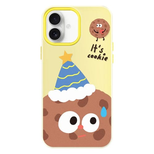 Funda hĂbrida TPU y PC iPhone 16 Tacto Sedoso y Gelatinoso (Celebration Cookies Yellow)