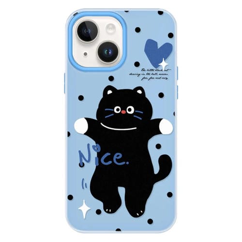 Funda híbrida TPU y PC iPhone 14 con Tacto Sedoso (Gato Bailarín Azul)