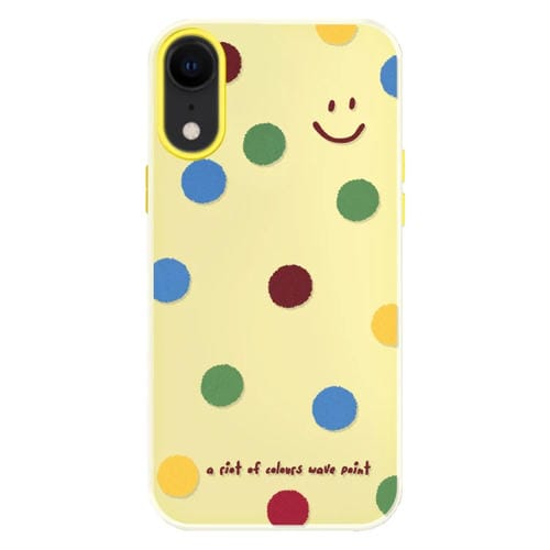 Funda híbrida TPU Policarbonato iPhone Xr Tacto Sedoso (Sonrisa de Lunares) (Amarillo)
