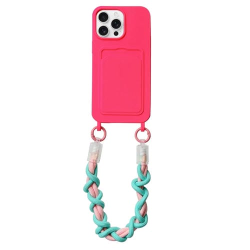 Estuche para Teléfono Dopamina para iPhone 13 Pro con Ranura para Tarjeta y Cordón (Rosa)