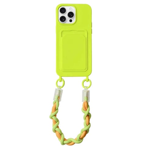Estuche para Teléfono Dopamina iPhone 12 Pro con Ranura para Tarjeta y Cordón (Verde Fluorescente)