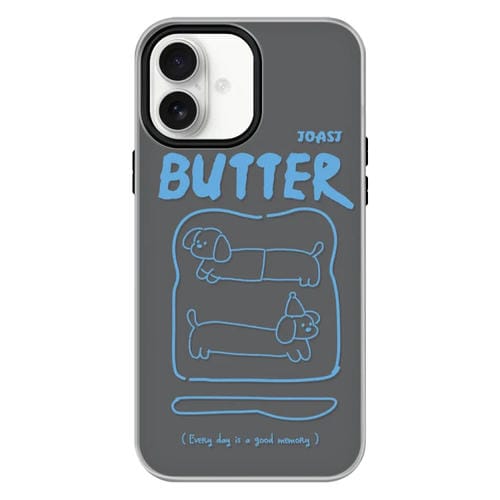 Funda híbrida TPU Policarbonato iPhone 16 Bread Line Dog (Negro)