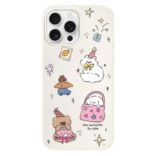 Funda híbrida TPU y PC Objeto Pequeño Star Shine para iPhone 15 Pro Max (Blanco)