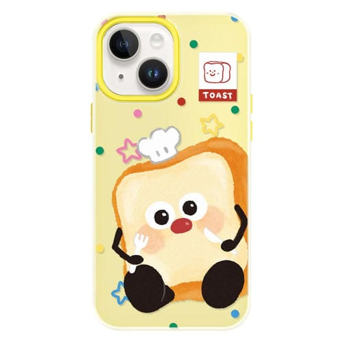 Funda híbrida TPU y PC para iPhone 15 con Tacto Sedoso y Gelatinoso (Pan Tostado Amarillo)
