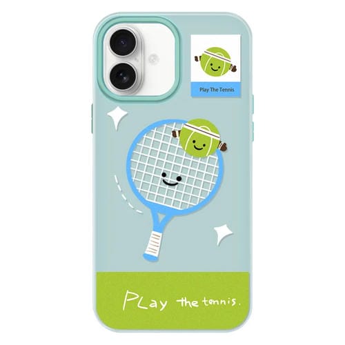 Funda híbrida TPU Policarbonato iPhone 16 Play Tennis Verde Claro