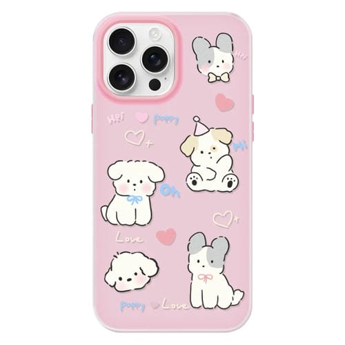 Funda híbrida TPU y PC iPhone 14 Pro Tacto Sedoso (Rosa Love Puppy)