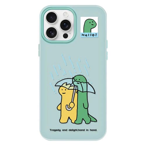 Funda híbrida TPU y PC iPhone 13 Pro Tacto de piel (Paraguas Verde Claro)