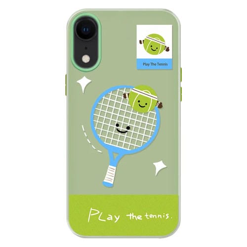 Funda híbrida TPU y Policarbonato iPhone Xr Protección Tacto Sedoso (Play Tennis Green)