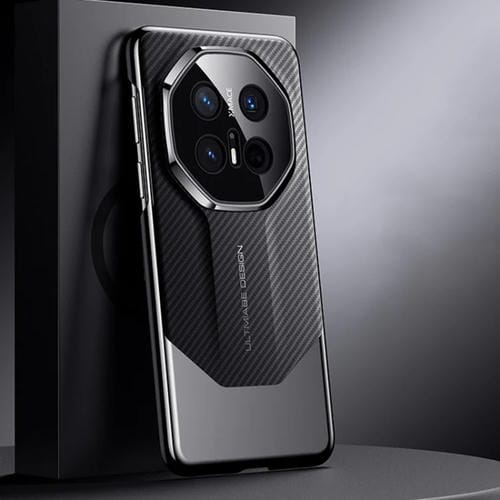 Funda para Teléfono Huawei Mate 70 Rs Diseño Ultimate Platinum Imitación Fibra de Carbono (Negra)