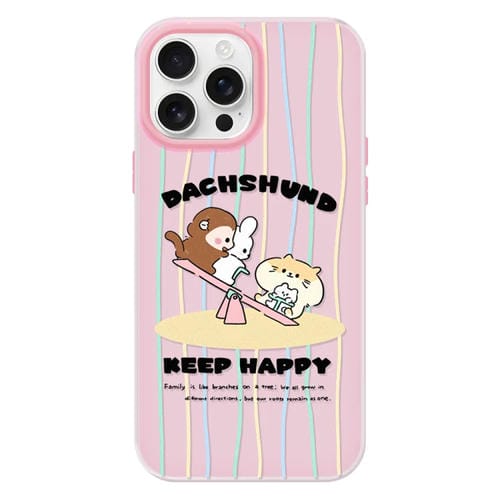 Funda híbrida TPU Policarbonato iPhone 15 Pro Tacto Gelatina (Seesaw Animal Pink)