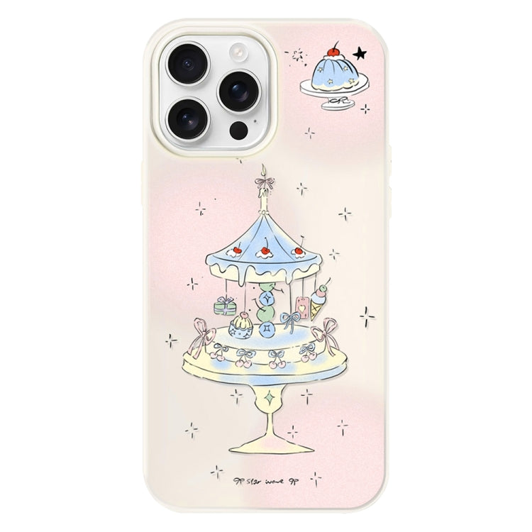 Funda híbrida TPU y PC para iPhone 12 Pro Max soporte para tartas de postre (Blanco)