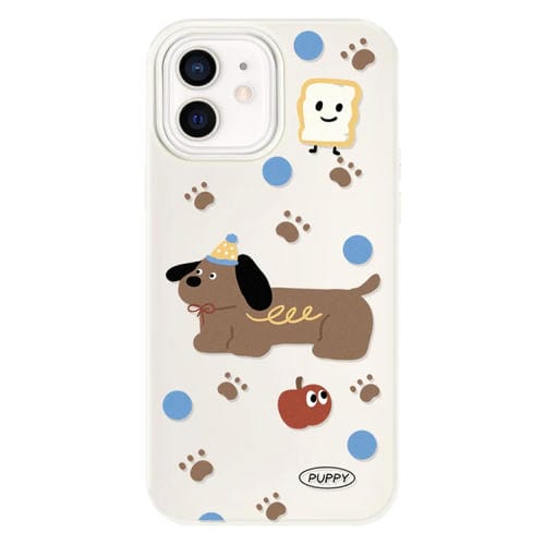 Funda híbrida TPU y PC iPhone 11 Cachorro Marrón y Blanco