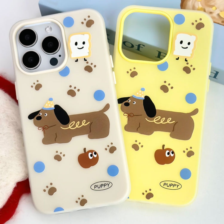Funda híbrida TPU y PC para iPhone 12 soporte para tartas de postre (Blanco)