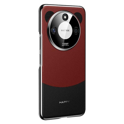 Funda de Cuero para Honor X50 con Diseño de Panda 2 (Negro y Rojo)