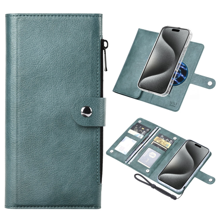Funda de Cuero con Tapa Magnética Rfid Magsafe para iPhone 15 Pro Max Vili Gvs-C Series (Verde)