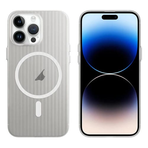 Funda para Teléfono Magsafe Corrugada PC para iPhone 14 Pro Max (Blanca)