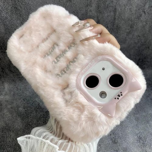 Funda de Silicona con Bordado de Felpa para iPhone 14 (Rosa)