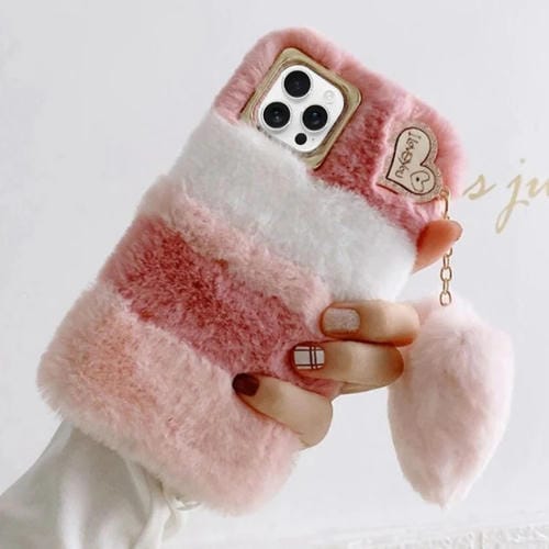 Funda de Silicona con Colgante y Diseño de Flores de Diamantes Dorados para iPhone 12 Pro (Rosa y Blanco)