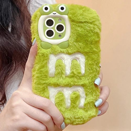 Funda TPU para iPhone 15 Pro Bordado de Felpa Verde (M)