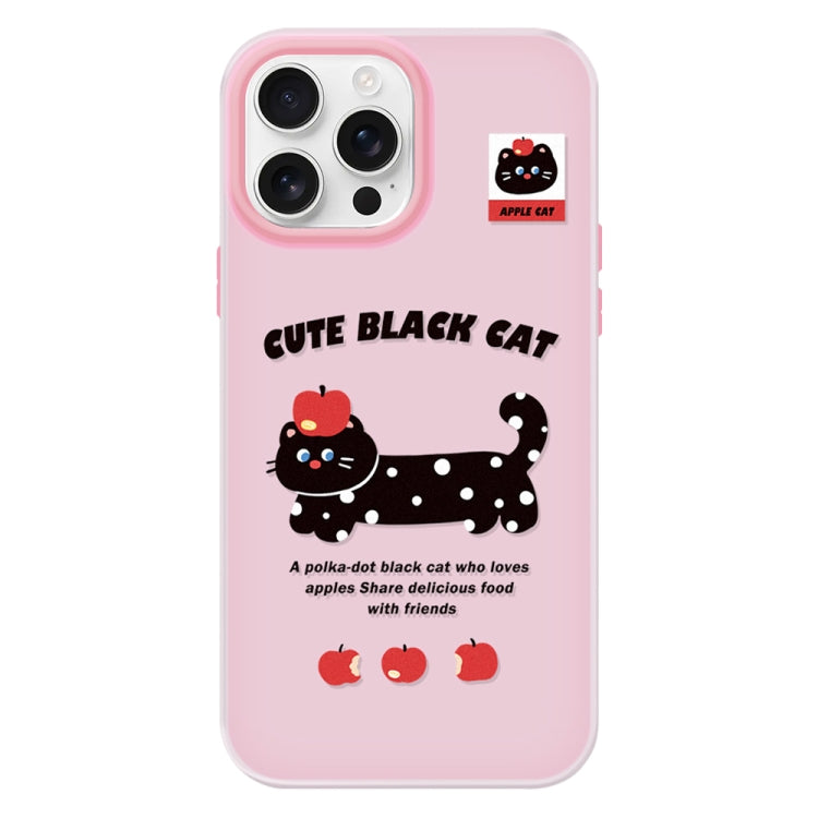 Funda híbrida TPU y PC iPhone 16 Pro Max Tacto Sedoso (Apple Black Cat Pink)