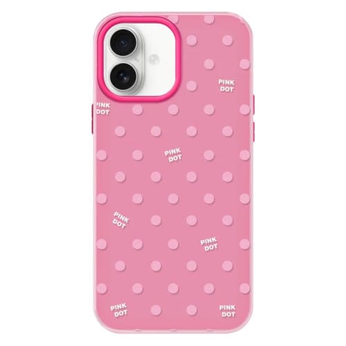 Funda híbrida TPU Policarbonato iPhone 16 Lunares Rosa y Rojo