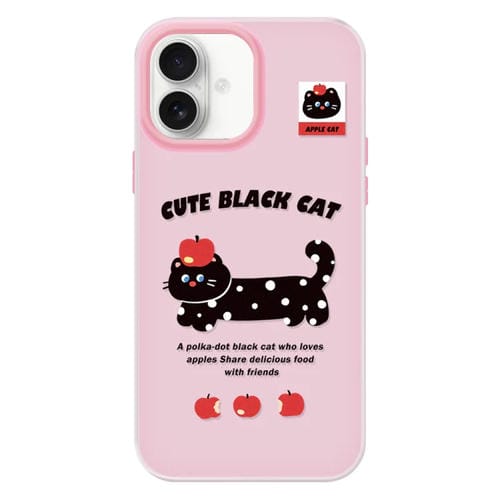Funda híbrida TPU y PC iPhone 15 Pro Max con Tacto Sedoso (Apple Black Cat Pink)