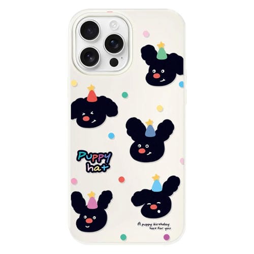 Funda híbrida TPU y PC iPhone 13 Pro con Tacto de Piel (Sombrero de Cachorro Beige)