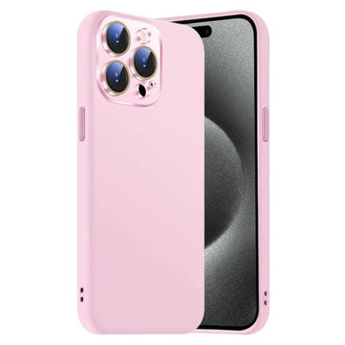 Funda de Silicona Líquida para iPhone 15 Pro Max con NanoLente (Rosa)