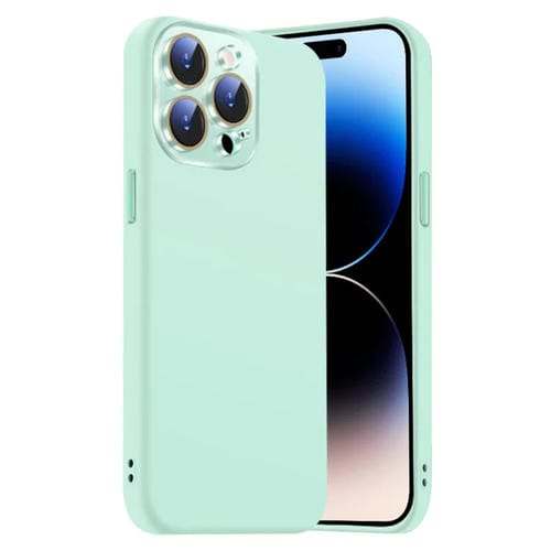 Funda de Silicona Líquida para iPhone 14 Pro con NanoLente (Cian Claro)