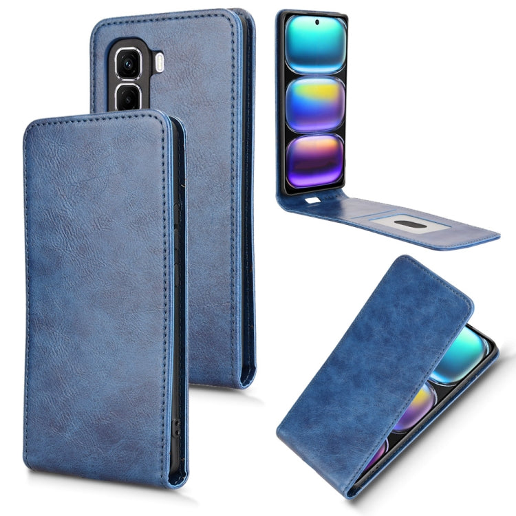 Funda de Cuero con Tapa Vertical Magnética para Infinix Hot 50 Pro+ 4G (Azul)