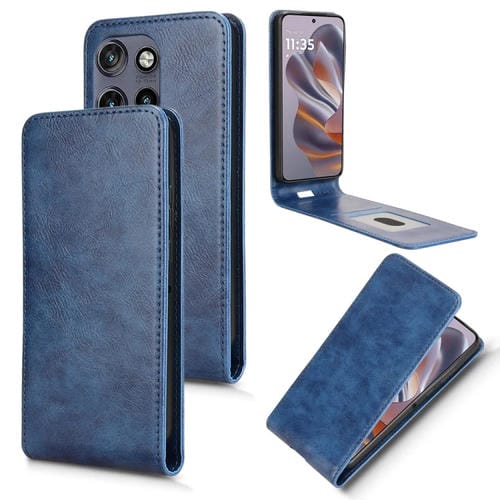 Funda de Cuero con Tapa Vertical Magnética para Motorola Moto S50 5G / Edge 50 Neo 5G (Azul)