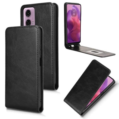 Funda Cuero con Tapa Vertical Magnética para Motorola Moto G04/G24/G24 Power (Negra)