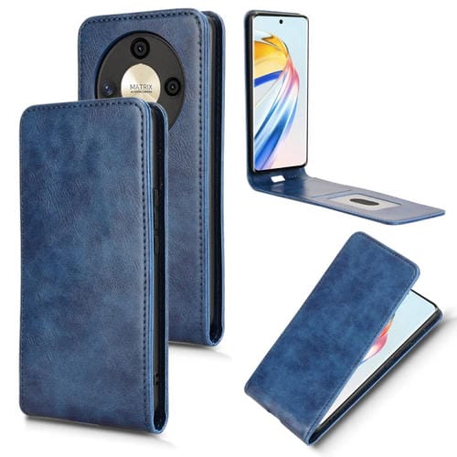 Funda de Cuero con Tapa Vertical Magnética para Honor Magic6 Lite/X9B 5G (Azul)