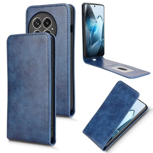 Funda de Cuero con Tapa Vertical Magnética para OnePlus 13 (Azul)