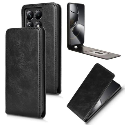 Funda De Cuero Con Tapa Vertical Magnética Para Teléfono Xiaomi 14T (Negra)